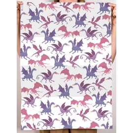 CENTRAL 23 Dragon Wrapping Paper - Boy Birthday Wrapping Paper - 6 Sheets White Gift Wrap Paper - Baby Shower Wrapping Paper Boy - Comes With Fun Stickers - Recyclable