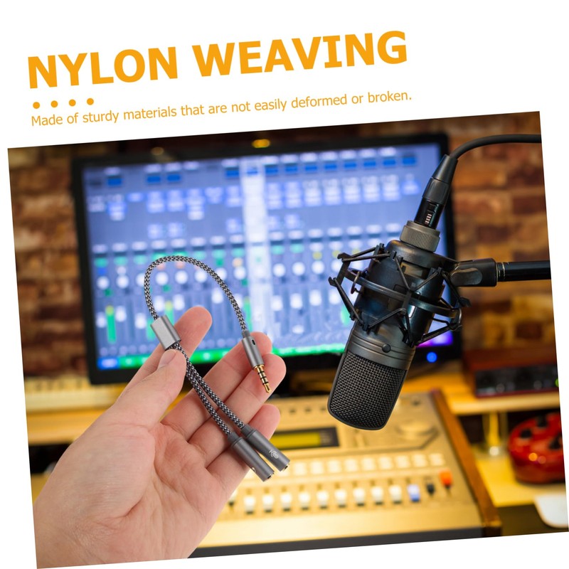 SUPVOX Headphone Mic Splitter Cable Nylon Braided Audio Splitter Dual