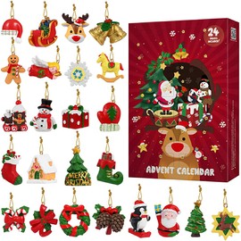 NUOBESTY Mini Christmas Ornaments Set, Christmas Countdown Advent Calendar Ornaments Advent Calendar with 24PCS Hanging Ornaments for Xmas Holiday Decor