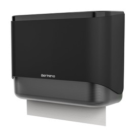 Bertreno Paper Towel Dispenser Wall Mount Multifold/Trifold/C Fold Paper Hand Towel Dispenser Bathroom Commercial Hand Paper Towels Dispensers Adhesive Black