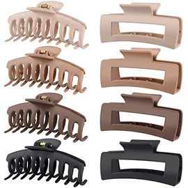 Paquete de 8 pinzas de pelo grandes de 4.3 pulgadas para mujer, cabello fino y grueso rizado, clips de plátano grandes mate, clip de mandíbula de suje