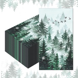 40Pcs Natural Scenery Paper Napkins - Watercolor Disposable Luncheon Dinner Napkins with Mountain, Lake, Forest & Bird Designs, 4.3 x 7.9 Inch for Wedding,Birthday,Holiday,Baby Shower,Bridal Shower