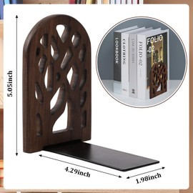 MOUNTCLIM 2 Pieces Wood Tree Book Ends for Shelves, Non-Skid Bookends Large Heavy Duty Bookend Book Holders for Heavy Books Decorative Book Accessories to Hold Books Firmly on Bookshelf