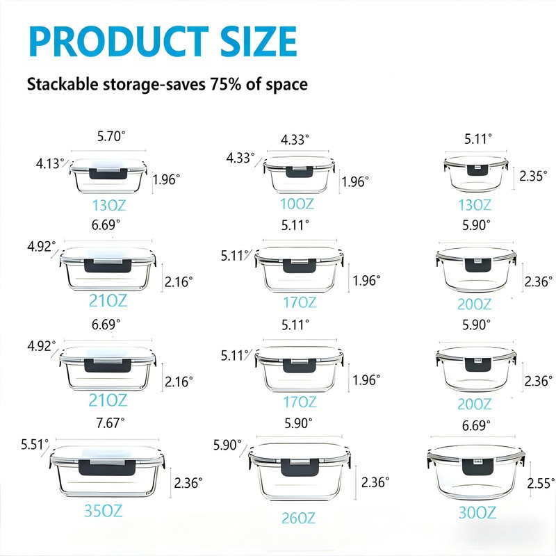 MSPOQMRSF 12 Piece galss Containers with Lids, Food Storage Containers,