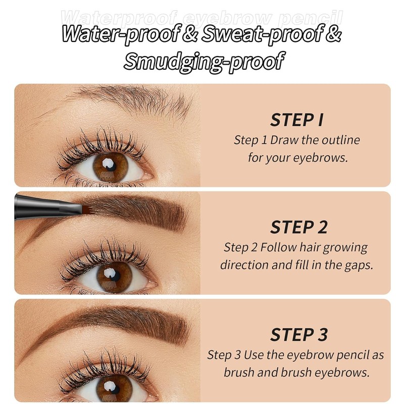 Magic Eyebrow Pencil, Waterproof 3D Microblading Eyebrow Pencil Contour Pen,
