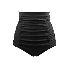 Laorchid Retro Women's High Waist Bikini Bottoms Shorts Tummy Control, black