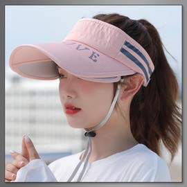 Buzz Selection CAP692 Women's Visor, Sun Visor, Hat, UV Protection, Brim, Logo, Stylish, white, Free size