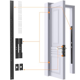 POROHOM 5-Piece Door Reinforcement Set for Jamb,Frame & Hinges Door Lock Security,Door Jamb Reinforcement Set,Anti Door Kick in Heavy Duty Striker Plate Kit,Tamper/Corrosion Proof Door Jamb Repair Kit (Black)