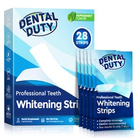 Dental Duty Sensitive Teeth Whitening Strips – Professional Vegan Stain Remover White Strips for Sensitive Teeth for Coffee & Tea Stains – Get A Lighter Shade After One Application – 28 Strips