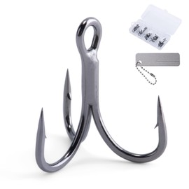 Goture Triple Hook Treble Hook with Hook Sharpener, Black Nickel Plated, High Carbon Steel Hook, Precision Machined, with Storage Case, 3 Hands, Set of 25, 4# Lure, Metal Jig, Sea Bass, Blue Flounder