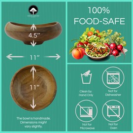 Dream Crafted Home wooden bowl set with utensils - artisan handmade large wood serving bowls for salads, fruits or as a natural kitchen and saloon table decor - your eco-friendly house