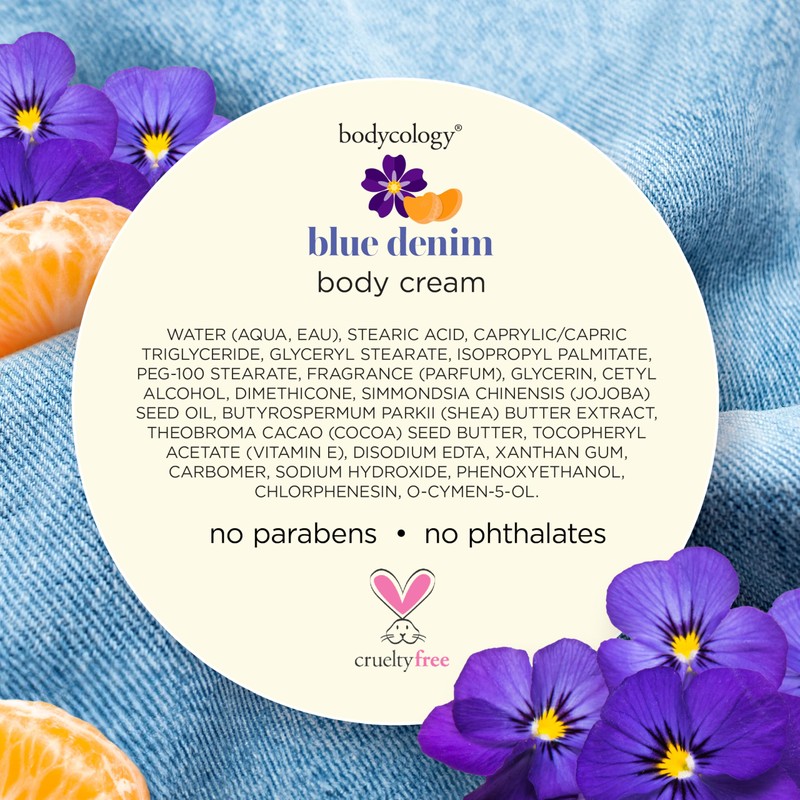 Bodycology Shea Butter Body Cream, Blue Denim, 8 oz