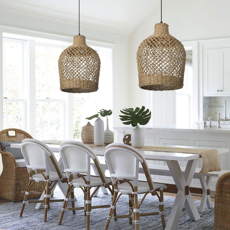 Arturesthome Rattan Pendant Light Woven Chandelier Handwoven Boho Coastal Pendant