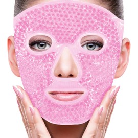 Mascara de Hielo para Cara para Reducir Hinchazón, Compresa Fria y Caliente Mascarilla de gel Facial Reutilizable para Reducir Ojeras/ Migraña/Enrojecimiento, Antifaz de Fríos para Cuidado de la Piel