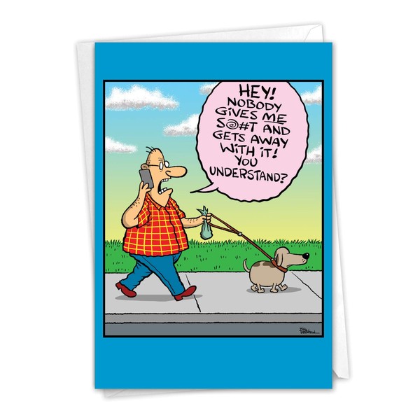 NobleWorks Dog Walker - Father's Day Greeting Card with Envelope (4.63 x 6.75 Inch) - C9207FDG