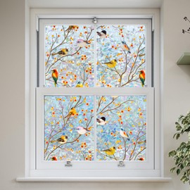 DKTIE Country Rustic Stain Glass Window Film for Glass Two-Way Privacy Day and Night 2nd Generation Frosted Film UV2 Print Technology Double-Sided Color (A-Rainbow, 17.7" x 78.7")