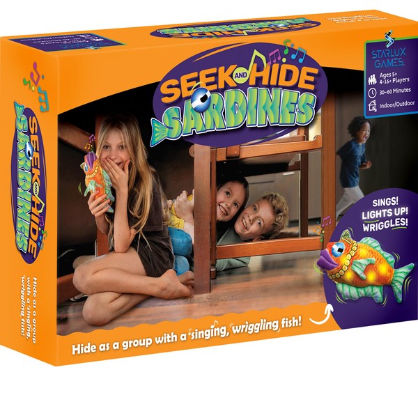 Seek and Hide Sardines - Hide as a Group with a Singing Fish! | Ages 5+, 4-16 Players | Hide and Seek Toys for Kids | Party Games for Kids | Interactive Games | Family Group Gift | Goofy and Silly!
