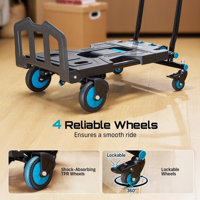 SEESII Foldable Dolly Cart with Wheels, 330 lbs Max Capacity