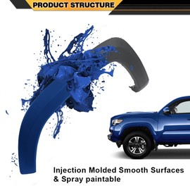 ANDPLAY Fender Flares Front Left Driver Side, Compatible with Toyota Tacoma 2016-2021 Fender Flares Moulding Trim Wheel Opening Molding Set TO1290109 7587204060(Smooth Factory Style)