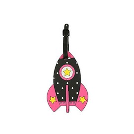 Colorful & Fun Travel Suitcase ID Luggage Tag and Suitcase Label ~ Collection 4 (Rocketship ~ 3.5" x 5.5")
