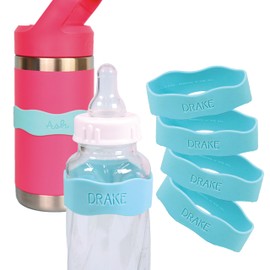 InchBug Orbit Labels Baby Bottle and Water Bottle Silicone Name Bands – Personalized Reusable Label Set for Daycare, Sippy Cups, Preschool, Elementary School, Dishwasher Safe, 4-Pack (Tropical Lagoon)