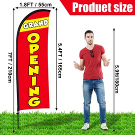 Buryeah 3 Sets Grand Opening Feather Flag Pole Kit 7ft Grand Opening Swooper Flags Banners Advertising Sign Pole Kit and Ground Stake and Portable Bag for Retail Store Outside Business Advertising
