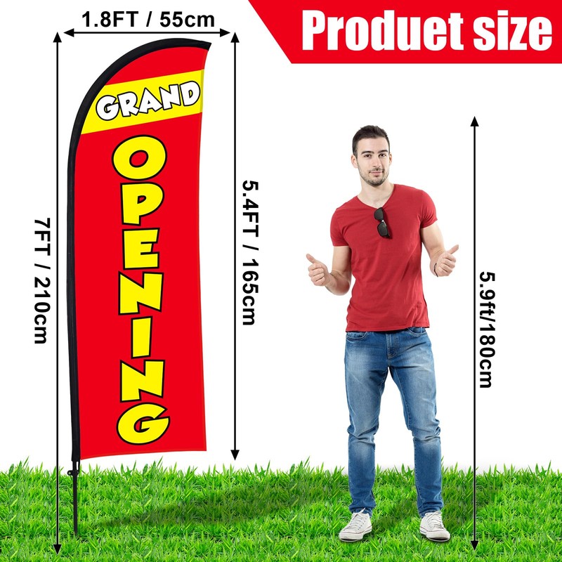 Buryeah 3 Sets Grand Opening Feather Flag Pole Kit 7ft
