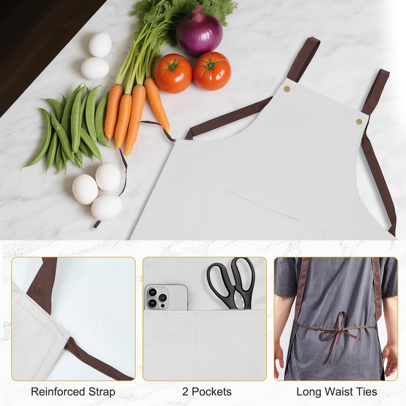 APRONPANDA Waterproof Apron for Women Men, Cooking Chef Apron with