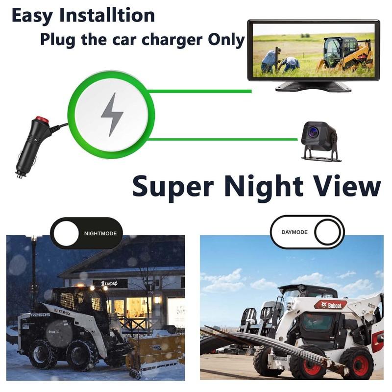 10" 1080P AHD Wired Reverse Rear View Backup Camera System,Guide