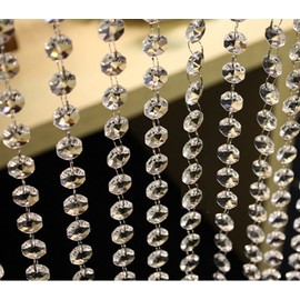 Musuntas 5m Hängende Kristall Hochzeit Dekoration Weihnachten Perlen Girlande Glas Strand / 14mm Acryl Octagonal Bead Garland Strand Vorhang Weihnachten Hanging Hochzeitsdeko Bäume Center