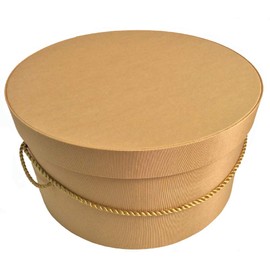 Sarah's Hat Boxes Classic Gold Hat Box – 21.5" x 11.5" (Dia. x Ht.) Handmade in USA – Odorless Non-Toxic Adhesive, Cording Handle – Premium Storage for Hats & Accessories