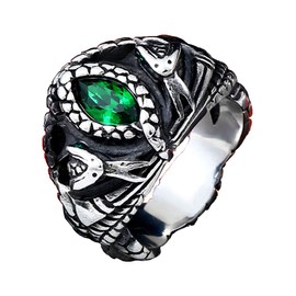 ZMY Home Mens Jewelry Stainless Steel Ring, Aragon's Green Gem Stone Snake Gothic Rings (12)