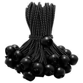 50 Pack 6 Inch Bungee Cords，Bungee Balls, Bungee Cords with Balls,Elastic String Ties for Camping, Tents, Tarp, Canopy Shelter, Wall Pipe,Holding Wire and UV Resistant,Tarp tie Down