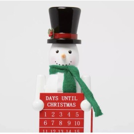 New! Nutcracker Christmas Countdown Snow Man Wood Advent Calendar 14”
