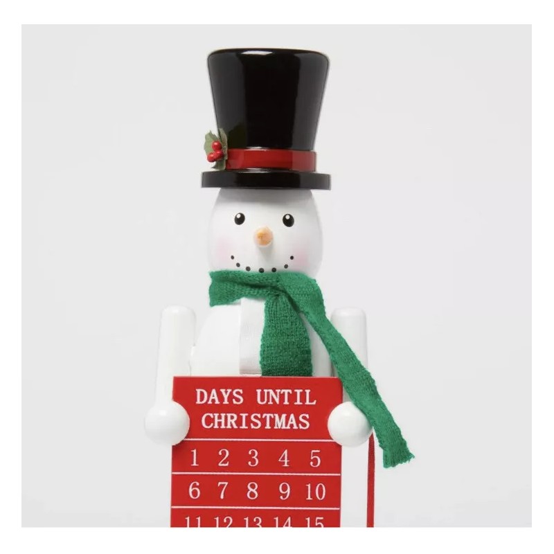 New! Nutcracker Christmas Countdown Snow Man Wood Advent Calendar 14”