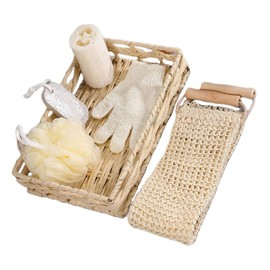 SAFIGLE 1Set Body Scrubber Bath Tool Kit Compact Exfoliating Tool with Foot File Bathing Gloves Lightweight Design for Easy Use for Home Travel present for Loved Ones