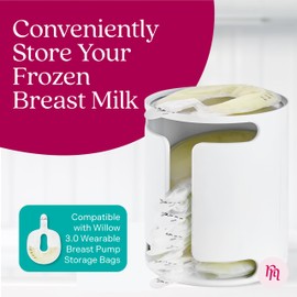 Nurse & Nourish Breast Milk Storage Tower for Willow Pump Bags Milk Storage 4oz - Breast Milk Freezer Storage Organizer - Freeze Flat Breastmilk Storage - Breastfeeding Supplies - Fits Up to 16 Bags