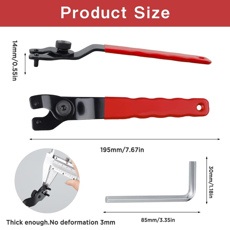 DesertBoy 1 x Angle Grinder Pin Wrench 8-48 mm Adjustable