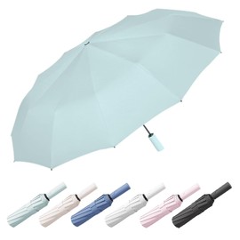 WHYJJQIAN Automatic Folding Windproof Umbrella- Travel Umbrellas Compact for Backpack、Large Size Uv Protection Golf Umbrella、Portable Car Umbrella for Rain and Sunny(Mint Green)