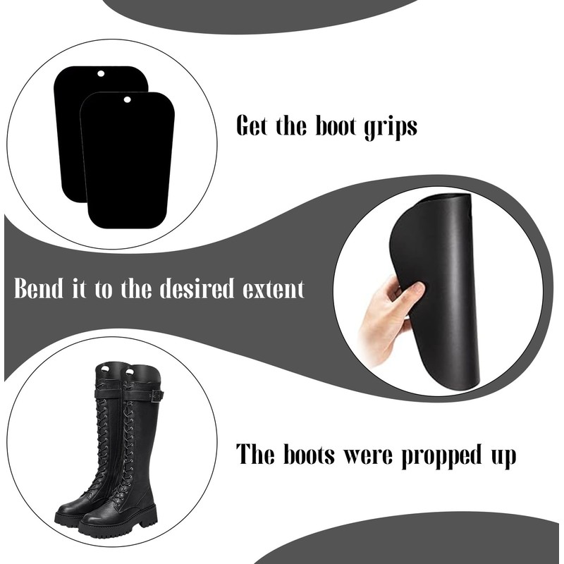 VEGCOO 6 Pcs Reusable Boot Trees, Black Plastic 16in Boot