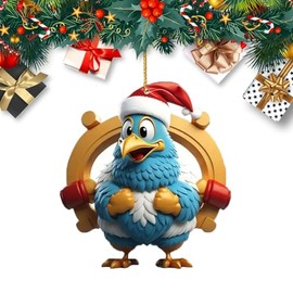 Christmas Ornaments Chicken, Christmas Hat Chicken Hanging Pendant Funny Christmas Ornament 2024, Acrylic Christmas Tree Decoration Animal Pendant for The Home Indoor Party Xmas Gift Garden Yard