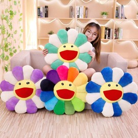 TEFU Flower Plush Pillow, Sunflower Pillow Soft & Comfortable Sunflower Cushion Colorful Sun Flower Plush Toy Home Bedroom Shop Restaurant Decor (Colorful,31.4in/80cm)