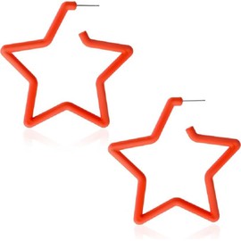 Neon Hoop Earrings Retro Large Star Hoop Earrings 80s Classic Big Hoop Earrings for 80's Party Accessories for Women (One size, Orange)