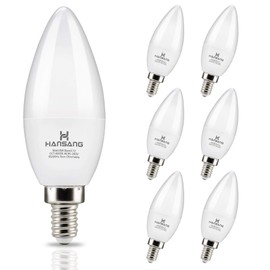 E12 Candelabra LED Bulbs 4000K Daylight Ceiling Fan Light Bulb Hansang 6W, 60W Equivalent, Type B Light Bulb for Chandelier, C37 600LM,No-Dimmable 6 Pack