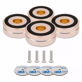 HiFi Speaker Isolation Feet Spikes Shock-absorbing Aluminum Tube Amp Vibration-damping Stand Feet CD Player Floor Protector Mat Subwoofer Vibration Absorber Non-Slip Record Player Base, 40*15mm Golden