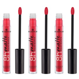 Essence 8h Matte Liquid Lipstick, No. 07, Red, Long-Lasting, Mattifying, Quick-Drying, Matte, Vegan, Waterproof, Oil-Free, No Preservatives, Pack of 3 (3 x 2.5 ml)