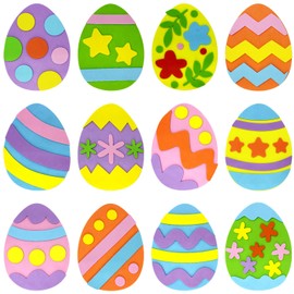 Hifunwu 24 Pcs Foam Easter Eggs for Crafts Easter Foam Stickers Crafts Party Favors Supplies