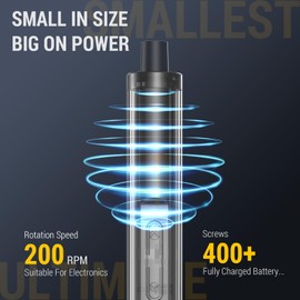 PHALANX Mini 3.7V Electric Screwdriver - Precision Screwdriver Set with 60-in-1 Magnetic Bits, Magnetic Rotatable Rack, 5/32''Hex, Electric Screwdriver Cordless for Phone, Camera, Laptop, Watch