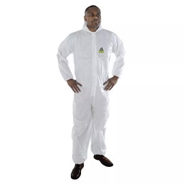 Safety, Crowd Control, Rope Cordova Defender II White Microporous Coverall With Hood, Zipper Front With Flap