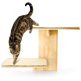 Nagpew Cat Wall Shelves, Wall Mount Adult Cat Tree with 2 Steps 2 Sisal Scratch Mats, Solid Wood Kitten Perches Pet Climber for Indoor Play, Climb, Jump, Nap, Rest